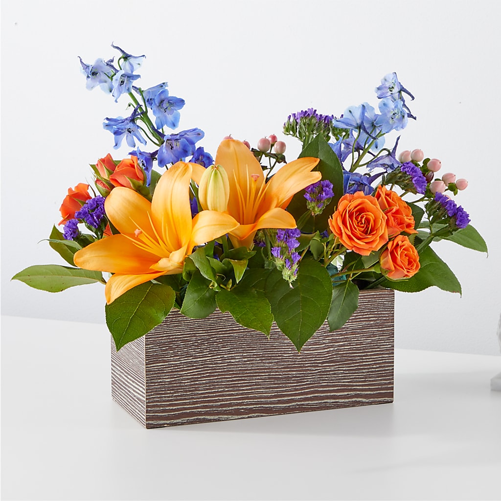 Radiant Citrus Box Bouquet – Central Market Florist #138, Latham NY