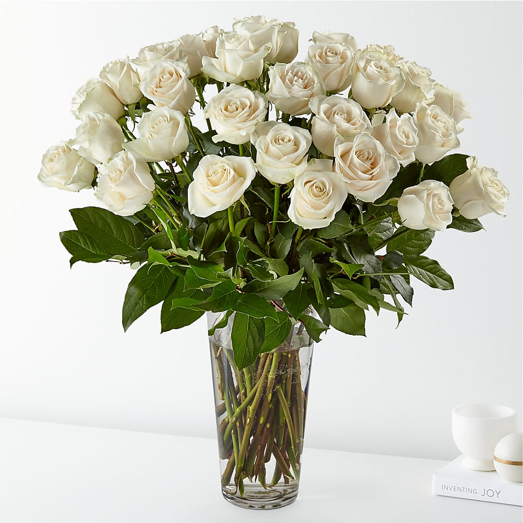 Long Stem White Rose Bouquet – Central Market Florist #138, Latham NY