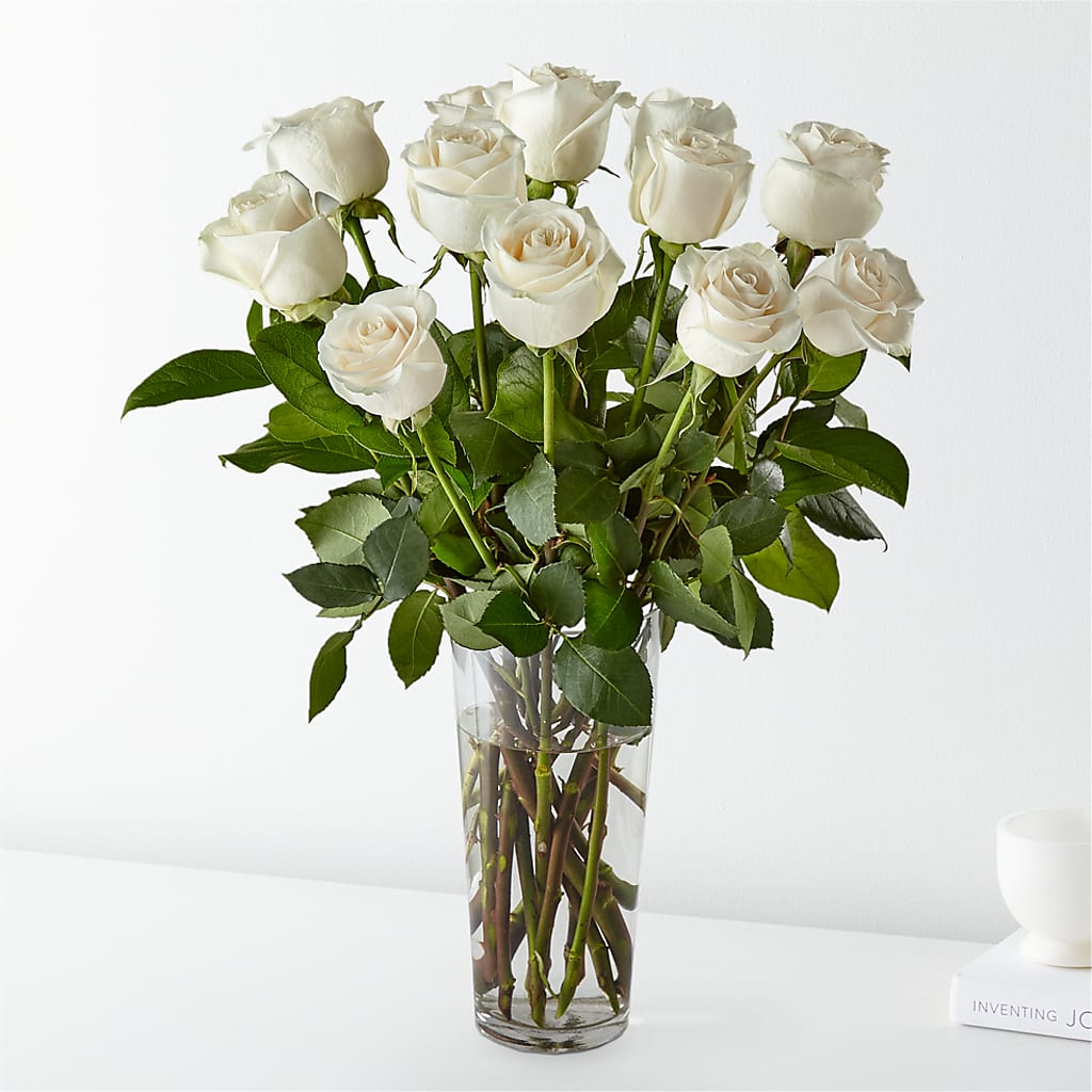 Long Stem White Rose Bouquet – Central Market Florist #138, Latham NY