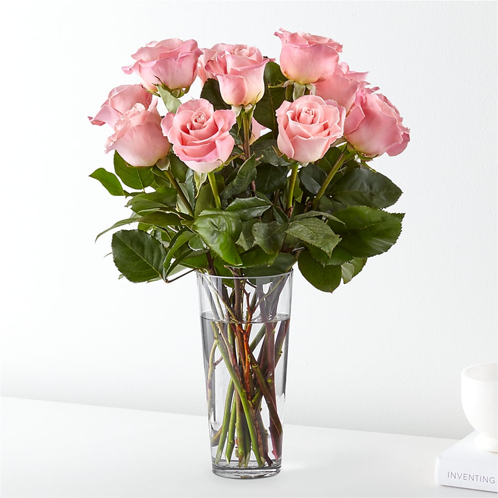 Long Stem Pink Rose Bouquet – Central Market Florist #138, Latham NY