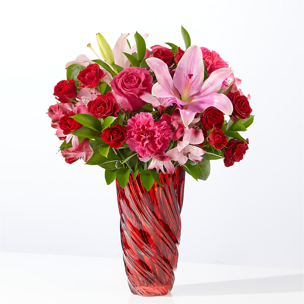 In Love Bouquet with Luxe Swirl Vase – Central Market Florist #138, Latham NY