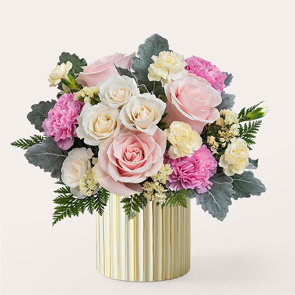 Blissful Moments Bouquet with Ivory Vase – Central Market Florist #138, Latham NY
