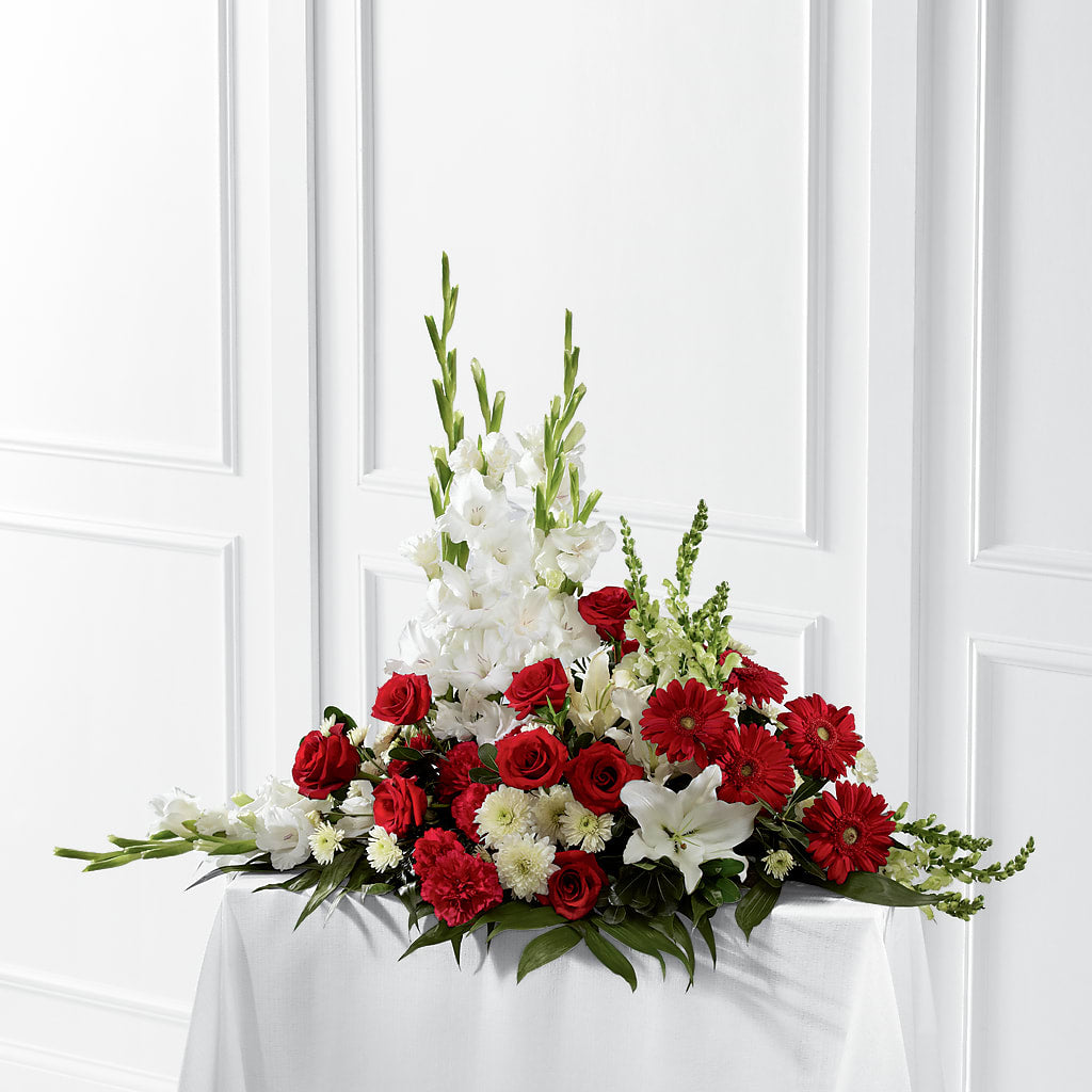 Crimson & White Arrangement – Central Market Florist #138, Latham NY