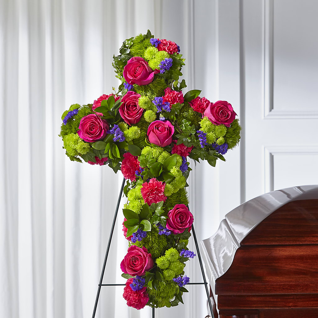Tribute Rose Floral Cross – Central Market Florist #138, Latham NY