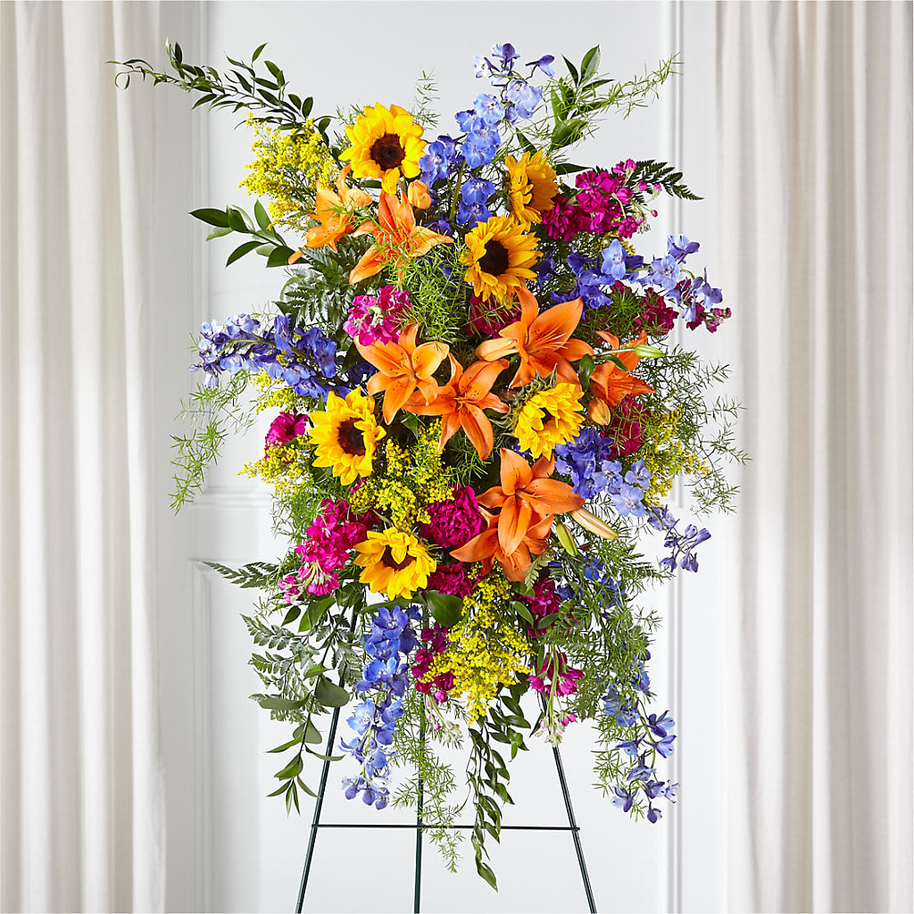 Sunlit Memories Standing Spray (Standard) – Central Market Florist #138, Latham NY