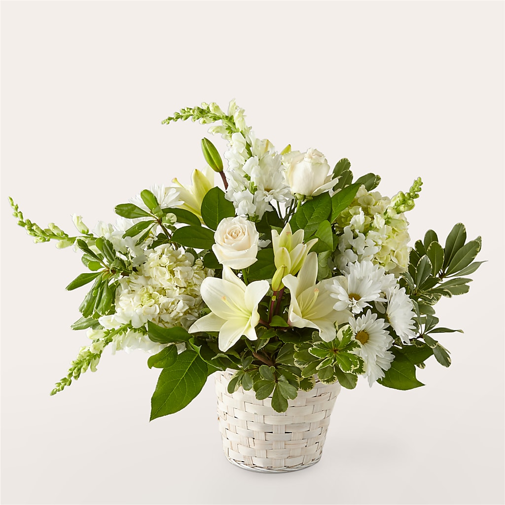 Ivory Elegance Floral Basket – Central Market Florist #138, Latham NY