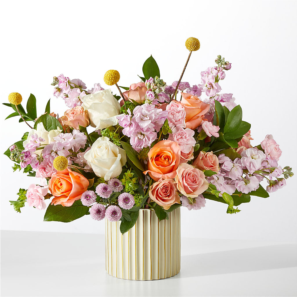 French Market Bouquet with Ivory Vase – Central Market Florist #138, Latham NY