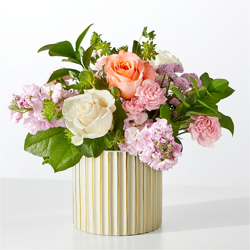 French Market Bouquet with Ivory Vase – Central Market Florist #138, Latham NY