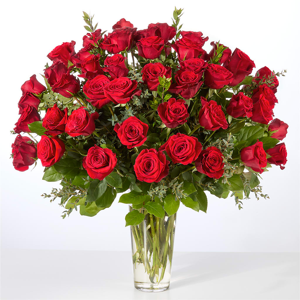 Forever Yours Fifty Stem Red Rose Bouquet – Central Market Florist #138, Latham NY