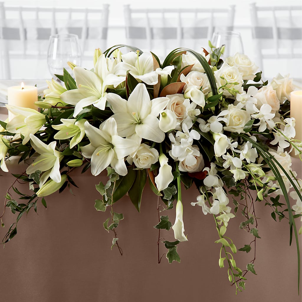 White Linen Arrangement – Central Market Florist #138, Latham NY