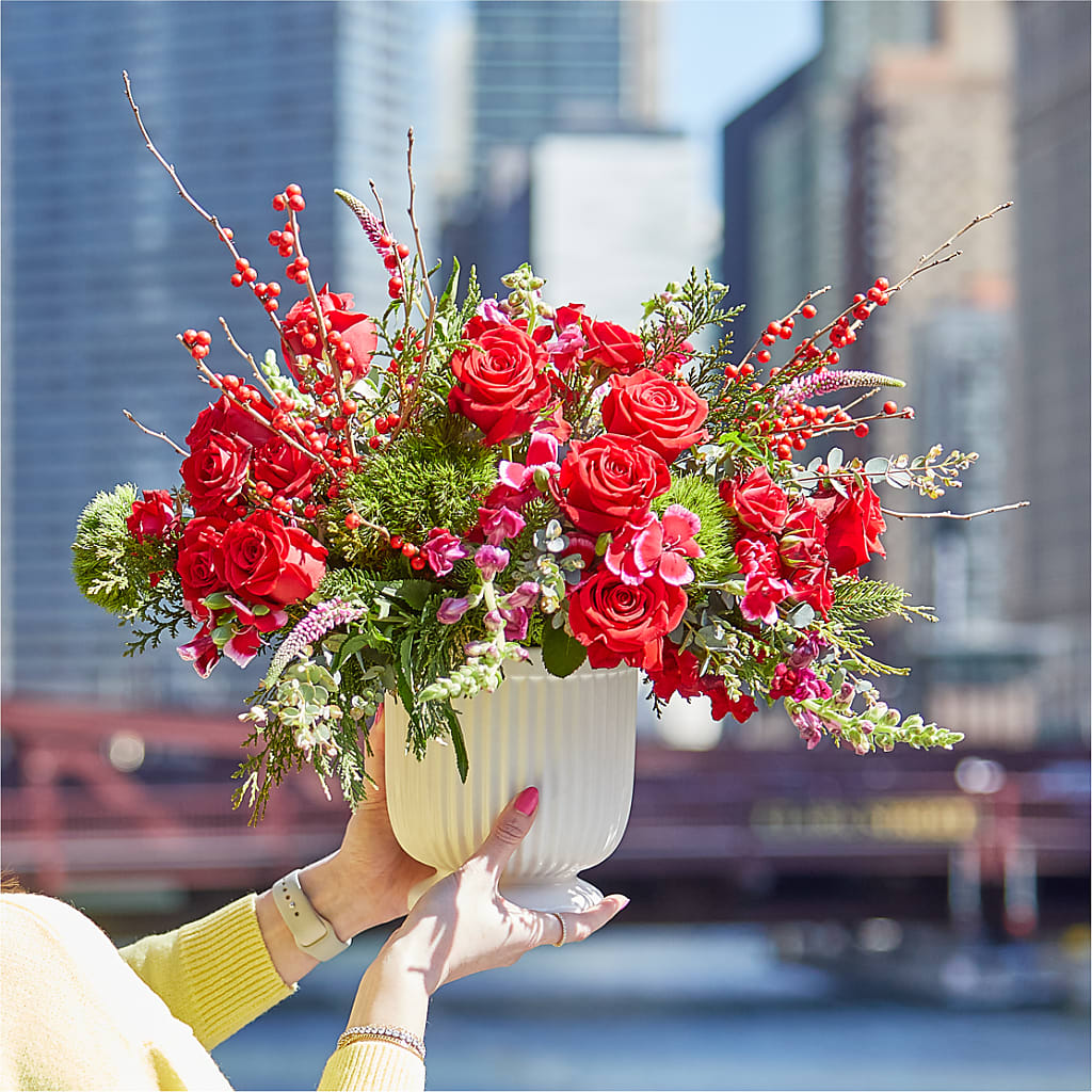 Big Red Bow Bouquet –  Central Market Florist #138, Latham NY