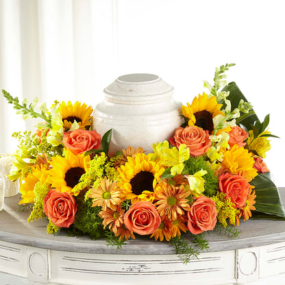Faithful Sunflower Cremation Adornment –  Central Market Florist #138, Latham NY