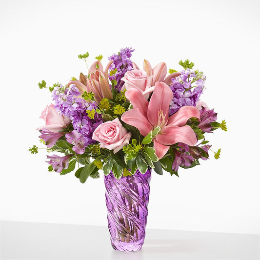 Precious Petals Bouquet with Luxe Swirl Vase –  Central Market Florist #138, Latham NY
