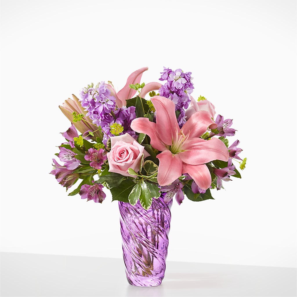 Precious Petals Bouquet with Luxe Swirl Vase –  Central Market Florist #138, Latham NY