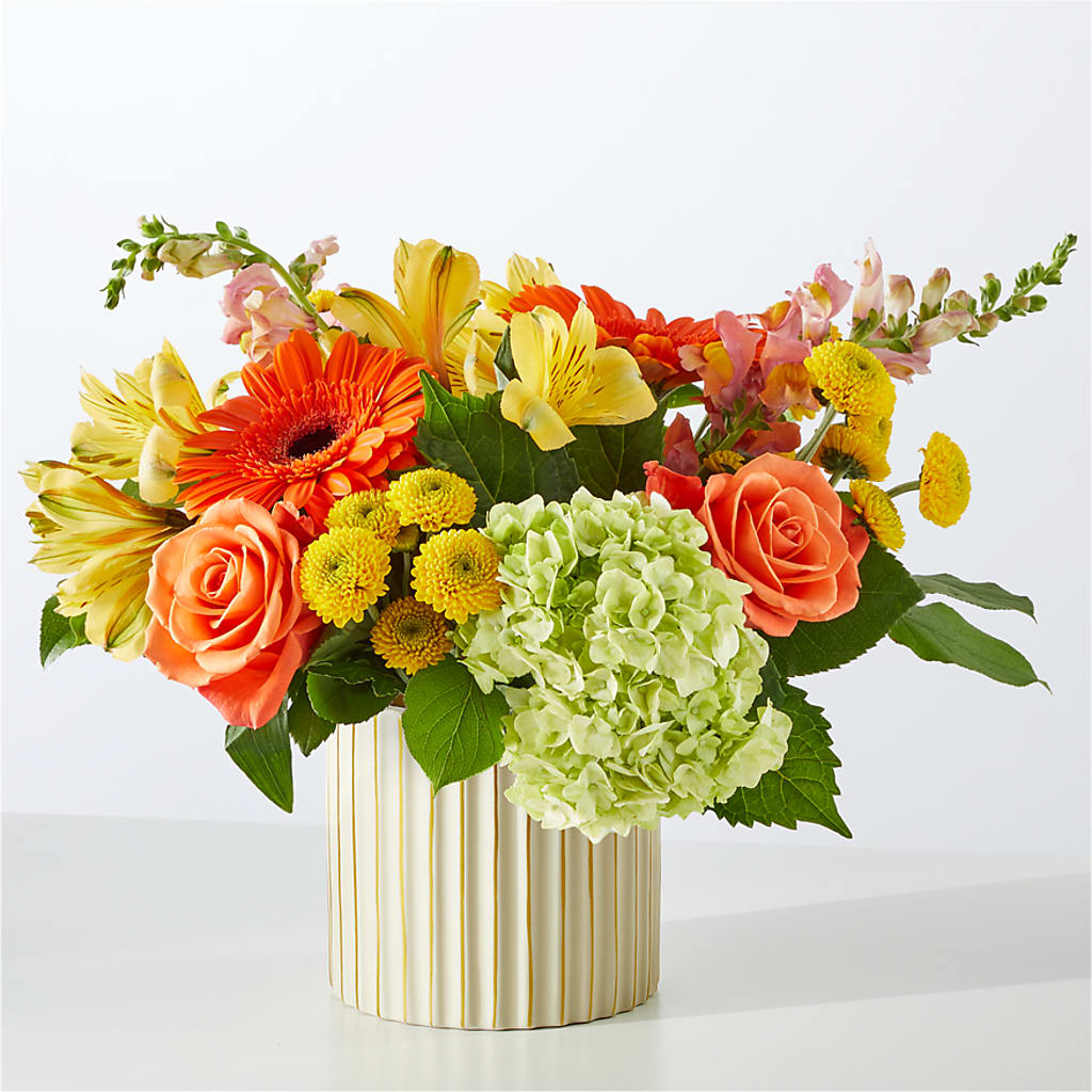 Autumn Sunshine Bouquet with Ivory Vase –  Central Market Florist #138, Latham NY