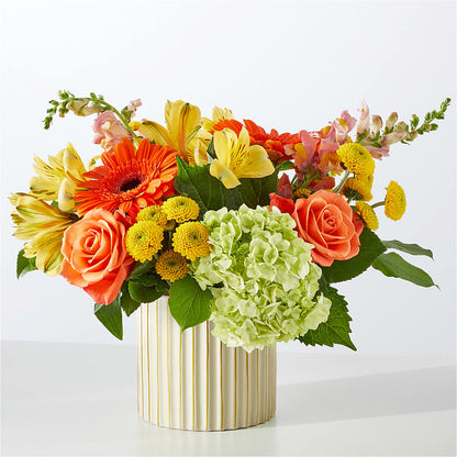 Autumn Sunshine Bouquet with Ivory Vase –  Central Market Florist #138, Latham NY