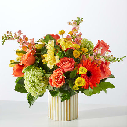 Autumn Sunshine Bouquet with Ivory Vase –  Central Market Florist #138, Latham NY