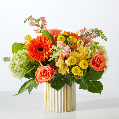 Autumn Sunshine Bouquet with Ivory Vase –  Central Market Florist #138, Latham NY