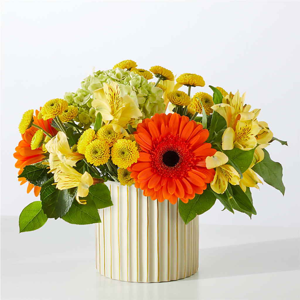 Autumn Sunshine Bouquet with Ivory Vase –  Central Market Florist #138, Latham NY