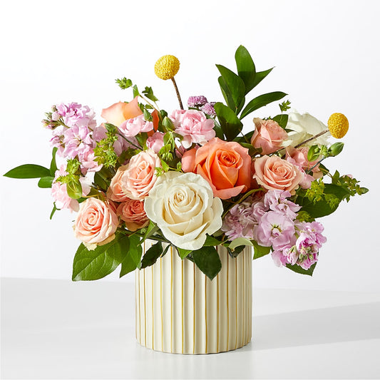 French Market Bouquet with Ivory Vase –  Central Market Florist #138, Latham NY